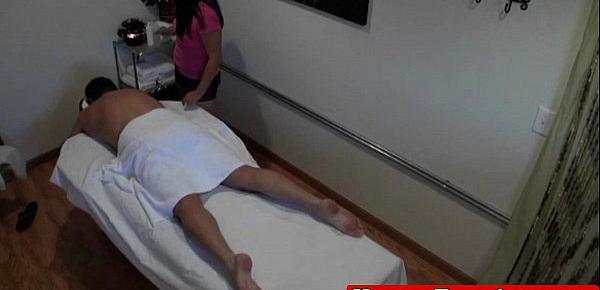  Chubby asian tugging masseuse gives handjob